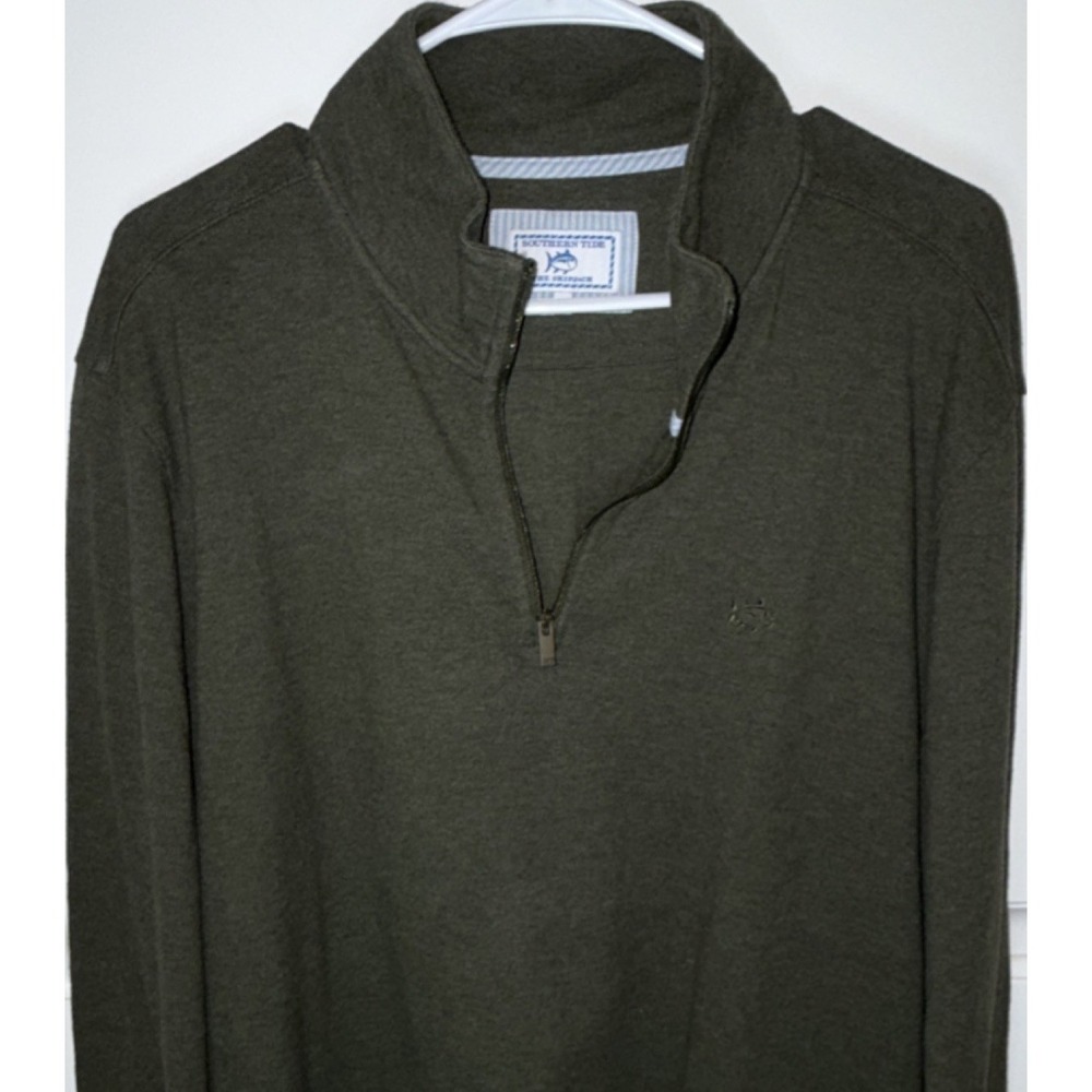 Southern Tide Men's Green Knit Pullover Sweater Mock Neck Zipper Accent XL
